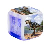 Réveil numérique pour Enfant avec Lumière Snooze Alarme,7 couleurs changeantes LED Cube Horloge Comprend l'heure,la température,le réveil,la date pour Enfants et Adolescents (motif dinosaure)