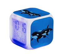 Réveil numérique pour Enfant réveil Nocturne 7 Couleurs,Réveils numériques LED pour beb Comprend l'heure,la température,la date pour Enfants Adolescents Cadeau Chambre (Motif baleine bleue)