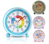 Réveil numérique pour enfants et filles - Sans tic-tac - Réveil éducatif analogique - Cadeau de rentrée des classes - Réveil lumineux pour garçons et filles - Bleu