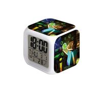 Réveil Numérique pour Enfants - Veilleuse LED,Dessin Minecraft, Lampe de Table, Jouet Lumineux - Cadeau d'Anniversaire de Noël, J