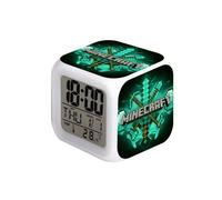 Réveil Numérique pour Enfants - Veilleuse LED,Dessin Minecraft, Lampe de Table, Jouet Lumineux - Cadeau d'Anniversaire de Noël, B