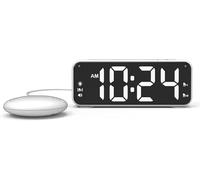 Réveil Numérique Puissant avec Vibreur De Lit pour Gros Dormeurs avec écran LED 7 Pouces, Double Alarme, Chargeur USB, Réveil Vibrant pour Personnes Malentendantes Et Sourdes, White, One Size