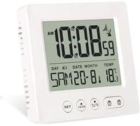 Réveil Numérique Radio-Piloté Avec Thermomètre, Calendrier, Lumière, Température, Semaine, Affichage De La Date, Deux Heures De Réveil Indépendantes, Réglage Automatique De L'heure