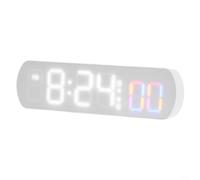 Réveil numérique rectangulaire avec affichage de la température et de l'humidité, compte à rebours, format 12/24 heures, activation vocale, horloge électronique pour bureau avec date (C)