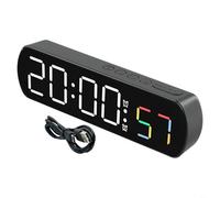 Réveil numérique rectangulaire avec température, humidité, compte à rebours et affichage de la date prenant en charge les formats 12/24 heures pour les paramètres de bureau (A)