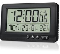 Réveil Numérique,Réveil Radio-Piloté Numérique,Réveil Radio-Pilotée,2 Heures De Réveil,Fonction Snooze,Réveil avec Rétro-Éclairage,Noir