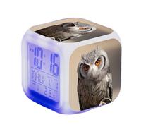 Réveil numérique Table de Chevet LED Horlogue Digitale horloge numérique avec veilleuse intelligente avec Affichage Heure,Date Et Température Cadeau pour Garçon Fille-8*8*8cm（Motif hibou）