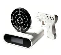 Réveil Pistolet Cible Interactif LED, Jeu de Tir Laser avec 2 Modes d'Alarme Puissants, Grand Écran Numérique, Horloge de Bureau Créative pour Gros Dormeurs, Cadeau Original Chambre Salon (Blanc)