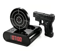 Réveil Pistolet Cible Interactif LED, Jeu de Tir Laser avec 2 Modes d'Alarme Puissants, Grand Écran Numérique, Horloge de Bureau Créative pour Gros Dormeurs, Cadeau Original Chambre Salon (Noir)