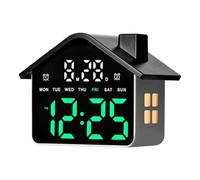 Réveil pour chambre à coucher Écran de date réglable décoratif avec 4 | Horloge numérique LED en forme de maison pour intérieur cuisine, bureau, étagères, chambre d'enfant, chambre à coucher