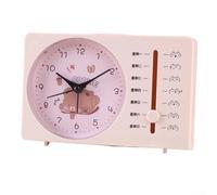 Réveil pour enfants avec mouvement de balayage silencieux, veilleuse et fonction snooze, horloge de bureau à piles avec affichage analogique et numérique (couleur abricot 1)