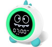 Réveil pour Enfants, Entraîneur de Sommeil pour Enfants avec Veilleuse, Machine Sonore, Temps de Se Réveiller, Réveil pour Tout-Petits (Vert)