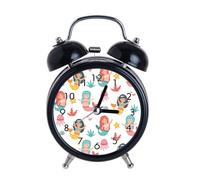 Réveil pour enfants rétro aiguilles silencieuses horloges chiffres ronds double horloges s réveil haut couleurs noires veilleuse décoration maison groupe de sirènes et pieuvres