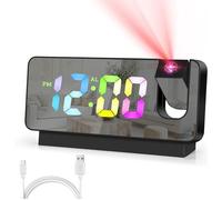 Reveil Projecteur INN® Plafond 8 fonctions réveil à projection Horloge projection miroir affichage numérique grand écran LED noir