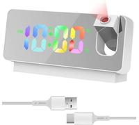 Reveil Projecteur Plafond GAGAFEEL, Réveil Miroir Écran, Réveil Projection avec Température, Snooze, Mode Nuit, Luminosité Réglable