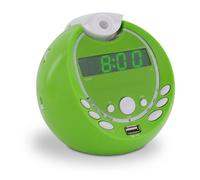 Réveil projection double alarme avec port USB - vert