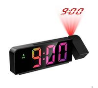 Réveil Projection Numérique, Horloge à Projection, 3 niveaux de luminosité, Snooze, Alarme jour de travail - Police Colorée