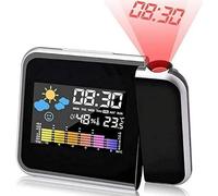 Réveil Projection Plafond Réveil à Projecteur Réveil Digital Réveil Projection Réveil Numérique Led Avec Station Horaire Lcd Température Et Date Charge Usb 12&24h Pour Chambre Bureau Cuisine Noir