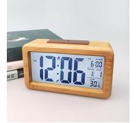 Réveil Radio Bois Vintage, Horloge Électronique en Bois Massif avec Lumière, Réveil Intelligent pour Chambre