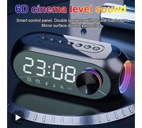 Réveil Radio FM Bluetooth haut-parleur caisson De basses Portable Caixa De Som boîte De son musique sans fil Mini Woofers Bocina lampe colonne Black