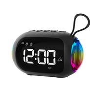 Réveil radio FM haut-parleurs Bluetooth lumière colorée caisson de basses, D