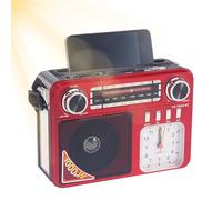 Réveil Radio FM - Radio Lampe Torche - Haut-Parleur Multifonction Rechargeable avec Lampe Torche, Horloge et Chargeur de Téléphone pour Intérieur, Voyage, Aventure et Camping Familiale