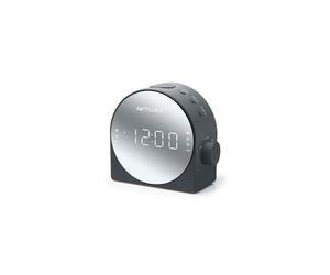 Réveil radio Muse M-186 CMR Gris, affichage LED blanc réglable, tuner FM/MW analogique, double alarme, double programmation, entrée audio 3,5 mm, snooze