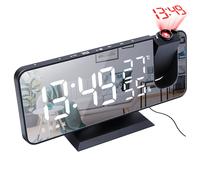 Réveil radio numérique LED de 3 couleurs,horloge miroir de température et d'humidité,indicateur horaire de chevet - Type White on Black