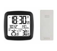 infactory Réveil radio-piloté à double alarme avec thermomètre extérieur