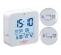 Réveil radio-piloté - INFACTORY - Blanc - Thermomètre - Hygromètre - DCF