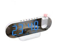 RéVeil Radio-RéVeil De Chevet, Et RéVeil à Affichage Led à Angle RéGlable à 180 °, Horloge NuméRique Avec TempéRature De L'Heure, Heure ProjetéE à Luminosité RéGlable Et Double RéVeil,White+Blue