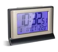 FISHTEC - Réveil Numérique Réveil Digital 13CM Radio Piloté - Ecran LCD avec Rétroéclairage Bleu - Grands Chiffres - Alarme avec Fonction Snooze - Fonction Température - Reveil à Piles