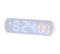 Réveil rectangulaire à affichage LED avec humidité numérique, format 12/24 heures, minuterie et fonction compte à rebours, horloge de bureau ou murale pour bureau à domicile (D)