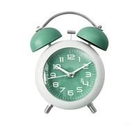 Réveil rétro à double cloche avec veilleuse pour dortoir et bureau à domicile - Très fort - Pas de répétition, son paisible - Vert