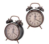 Réveil Rétro avec Lumière Nocturne et Cloche Double - Horloge de Bureau Classique de 4 Pouces pour une Utilisation à Domicile, Silencieuse avec Alarme Réglable et Interrupteur Noctilucent à économie