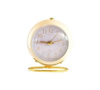 Réveil rétro élégant avec cadran rond, mouvement silencieux, veilleuse douce pour chambre à coucher, bureau et bureau d'étude avec sonnerie d'alarme puissante (blanc)