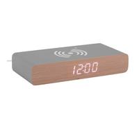 Réveil Rétro Flat Karlsson affichage led chargeur à induction coque en bois