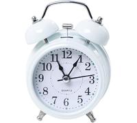 Réveil Rétro Fort Double Cloche Alimenté par Batterie Bureau De Chevet Ornement pour La Décoration De La Salle De Classe à La Maison Réveil Présent Lever du Soleil, White, One Size