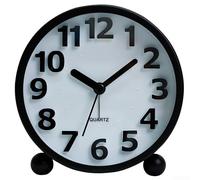 Réveil rétro pour chambre à coucher, horloge de bureau en métal de style vintage avec chiffres en relief faciles à lire, veilleuse à bouton-poussoir, 11 x 11 x 5 cm (noir)