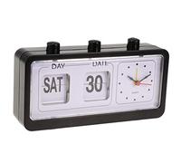 Réveil rétro vintage à rabat avec trois boutons pression, design noir/blanc, 20 x 5 x 10,8 cm, alimenté par piles pour chambre ou bureau