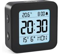 Réveil,Réveil Numérique à Piles avec Température et Calendrier,Alarme,Snooze,Rétroéclairage pour Voyage,Chambre,Bureau(Piles incluses).[L14]