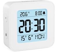 Réveil,Réveil Numérique à Piles avec Température et Calendrier,Alarme,Snooze,Rétroéclairage pour Voyage,Chambre,Bureau(Piles incluses).[L15]