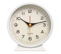 Réveil rond en métal - Veilleuse super silencieuse - Pour bureau, chambre à coucher, salon, petits analogiques - Contemporain - Alarme minute - Snooze - Minimalistes - Adapdesk