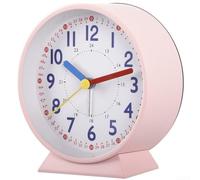 Réveil rond lumineux avec mouvement silencieux, réveil de chevet silencieux sans tic-tac (rose)