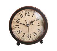 Réveil rond silencieux en métal, style vintage, pour table de chevet, fonctionne à piles, petite horloge pour chambre à coucher et décoration de la maison