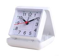 Réveil silencieux amélioré avec double affichage analogique numérique pour enfants et étudiants alimenté par piles Mouvement de balayage silencieux pliable Design compact (blanc)