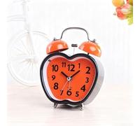 Réveil silencieux de 7,6 cm avec lumière phosphorescente, couleurs pastel, pas de tic-tac, sonnette en métal alimenté par piles pour chevet, bureau, dortoir, voyage, bureau (orange-rouge)