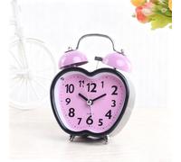 Réveil silencieux de 7,6 cm avec lumière phosphorescente, couleurs pastel, pas de tic-tac, sonnette en métal alimenté par piles pour chevet, bureau, dortoir, voyage, bureau (violet)