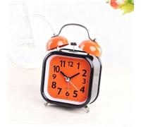 Réveil silencieux de 7,6 cm avec lumière phosphorescente, couleurs pastel, pas de tic-tac, sonnette en métal alimenté par piles pour chevet, bureau, dortoir, voyage, bureau (orange-rouge2)