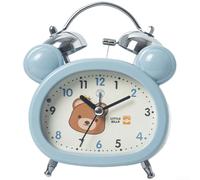 Réveil silencieux en forme d'ours en forme de lapin avec veilleuse douce pour cadran, cloche en métal bruyant, double alarme, fonctionnement silencieux pour chambre à coucher, salle d'étude